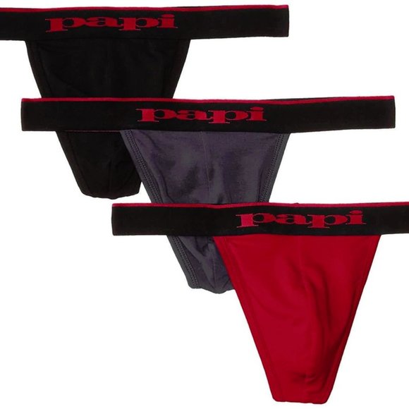 Papi Men's 3-Pack Premium Fashion Cotton Active Stretch Thong Underwear 980902 - Picture 1 of 1